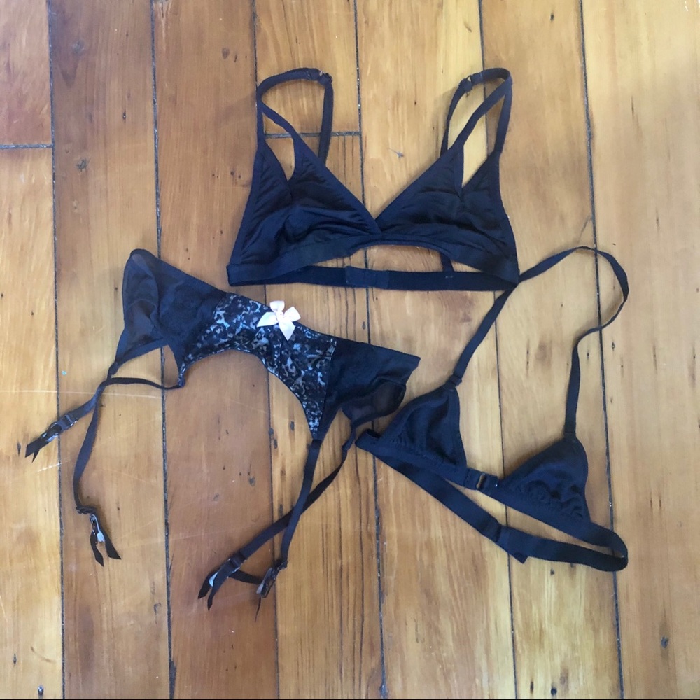3/$45 VS & AA Black Lingerie Bra Panty Bundle